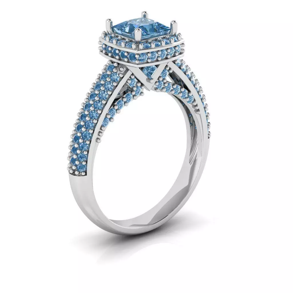 Square Cluster Halo Ring 3D print model