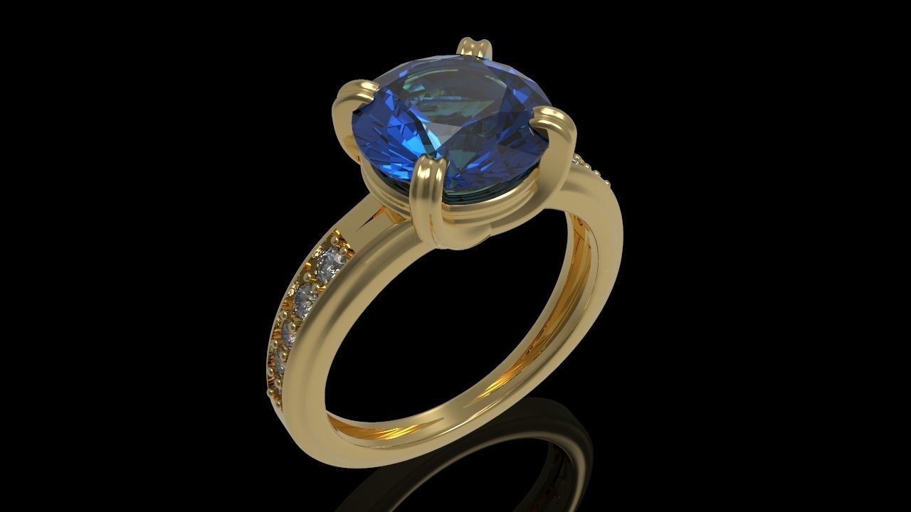 Big Gemstone Ring 3D Model Collection_4