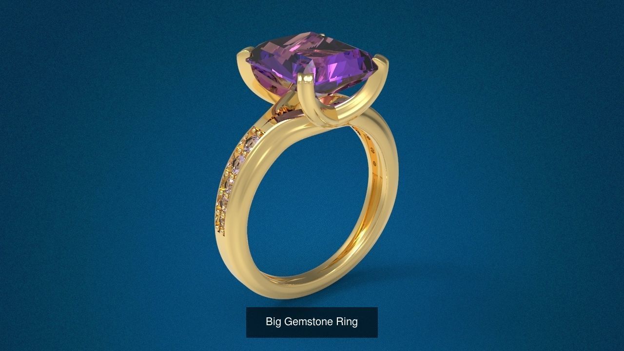 Big Gemstone Ring 3D Model Collection_1