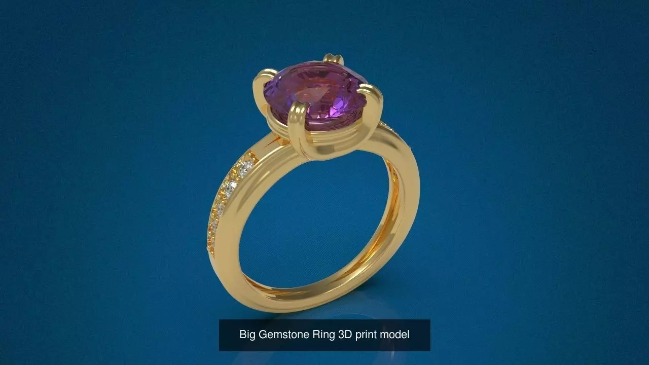 Big Gemstone Ring 3D Model Collection_0