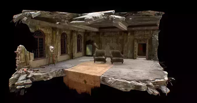 Abandoned  interior Low-poly 3D model