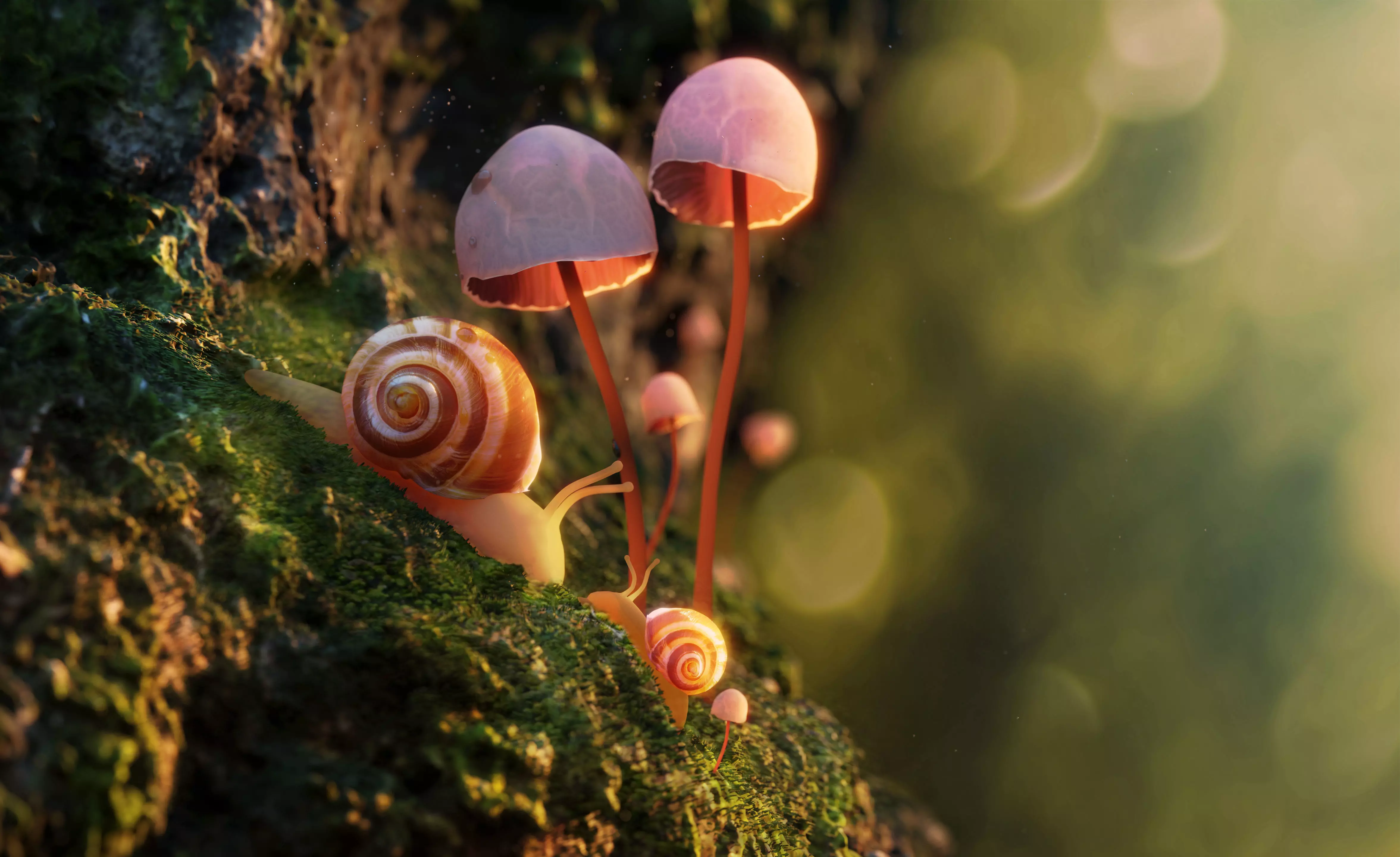 Snail with shell rigged 3D model_0