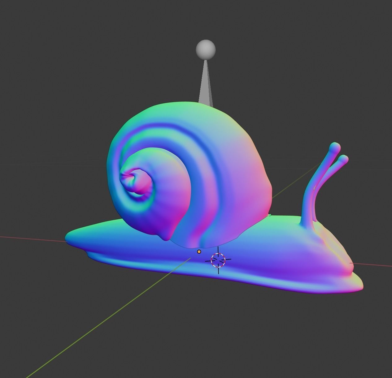 Snail with shell rigged 3D model_2