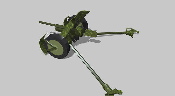 antitank army cannon Low-poly 3D model