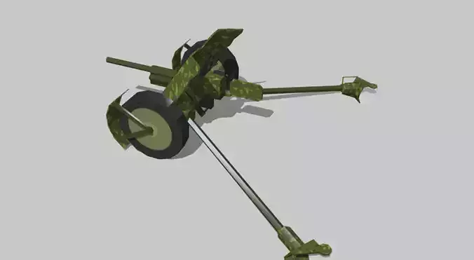 antitank army cannon Low-poly 3D model