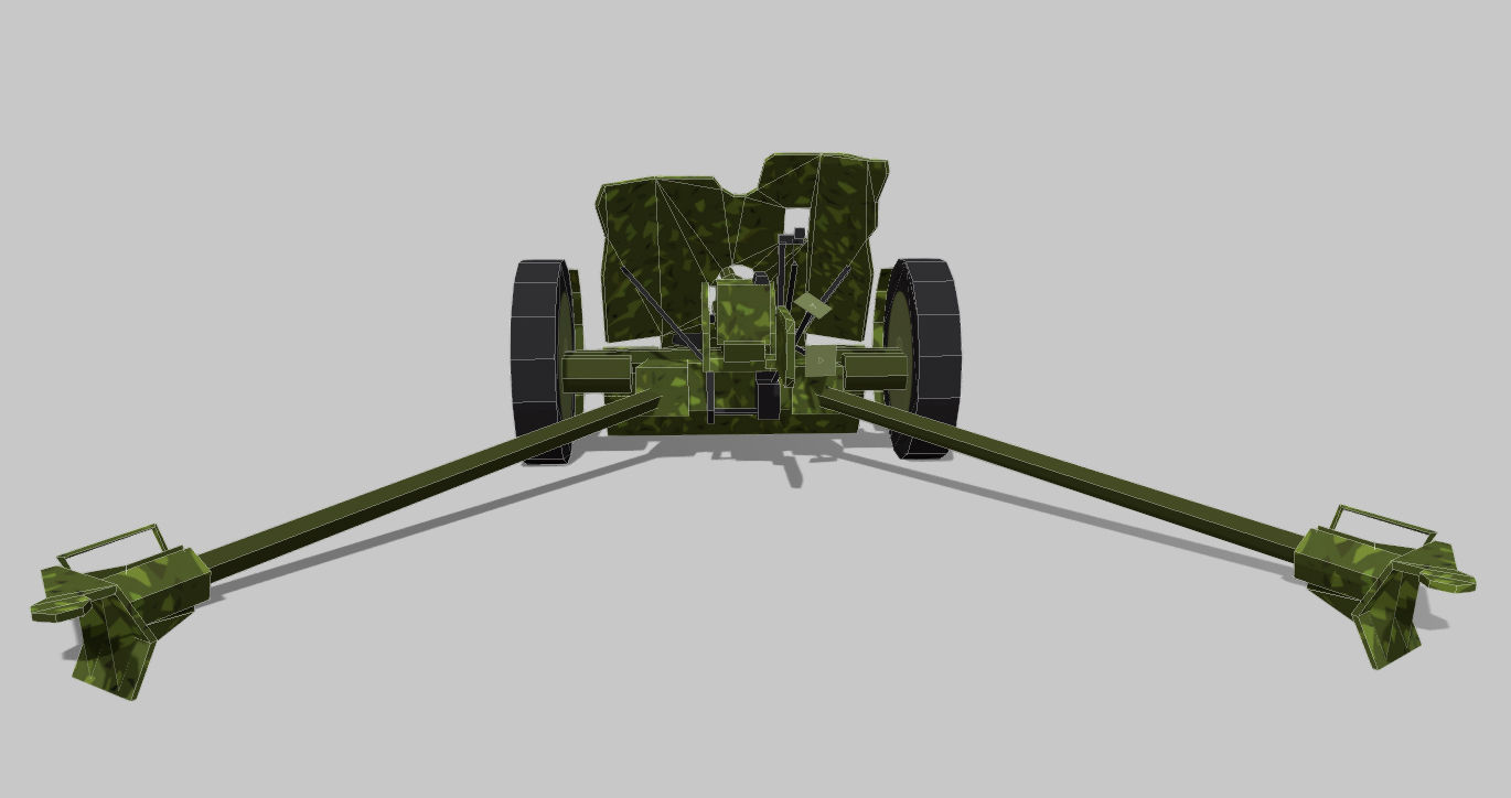 antitank army cannon Low-poly 3D model_8