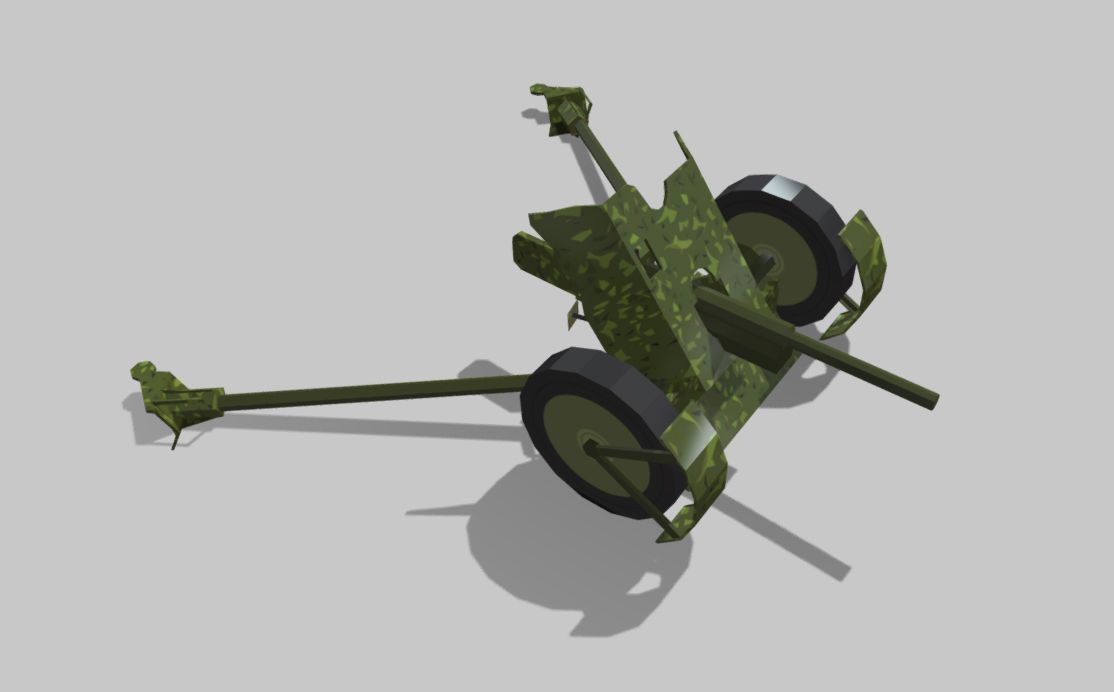 antitank army cannon Low-poly 3D model_2