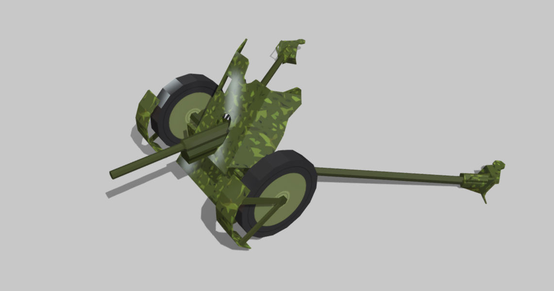 antitank army cannon Low-poly 3D model_1