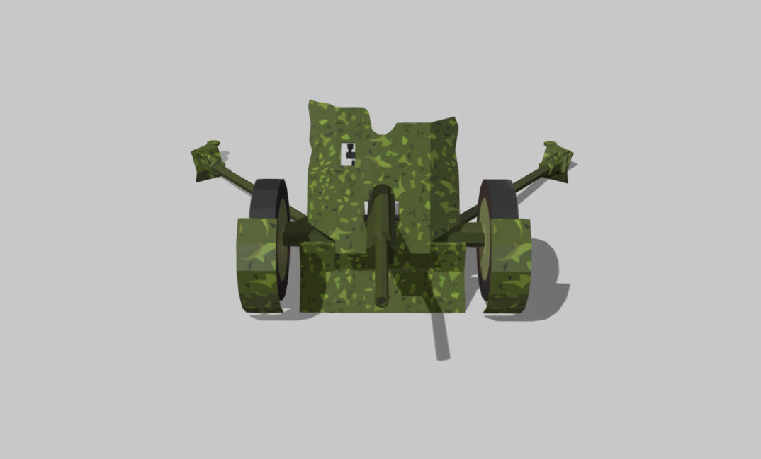 antitank army cannon Low-poly 3D model_5