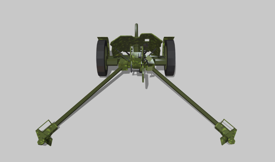 antitank army cannon Low-poly 3D model_4