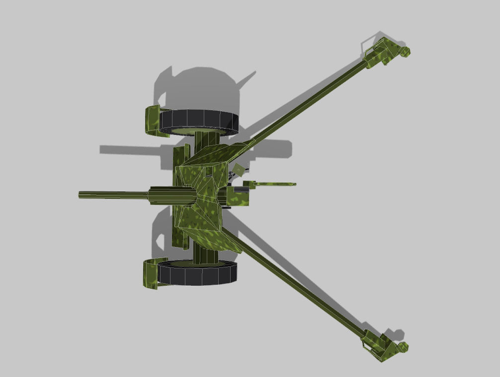 antitank army cannon Low-poly 3D model_10