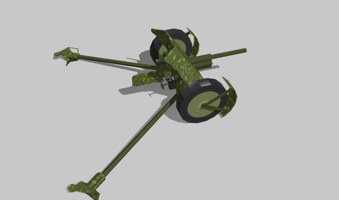 antitank army cannon Low-poly 3D model_3