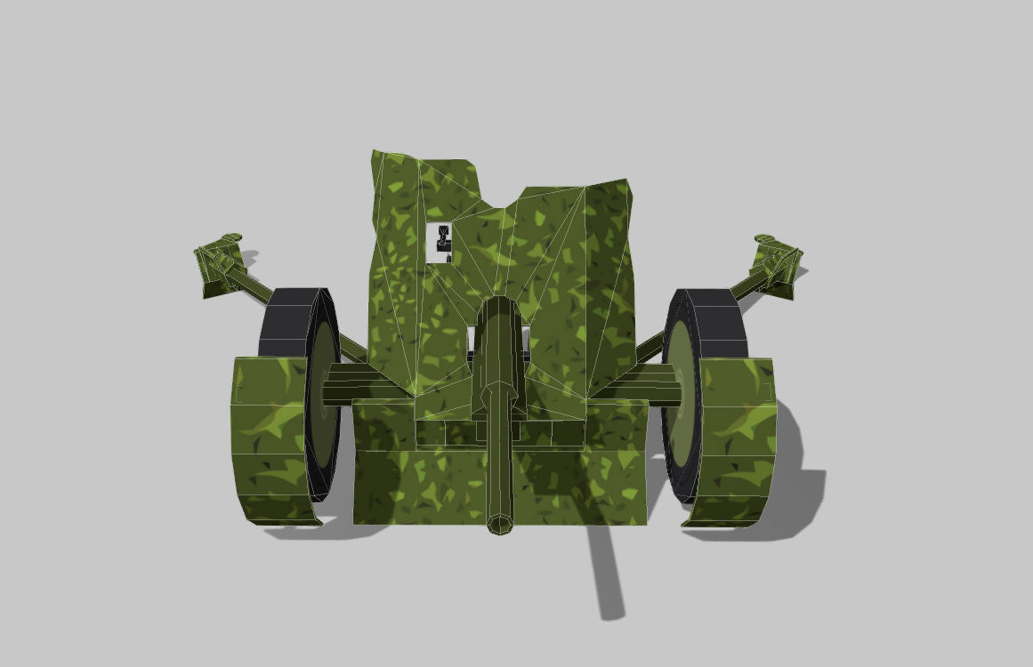 antitank army cannon Low-poly 3D model_6
