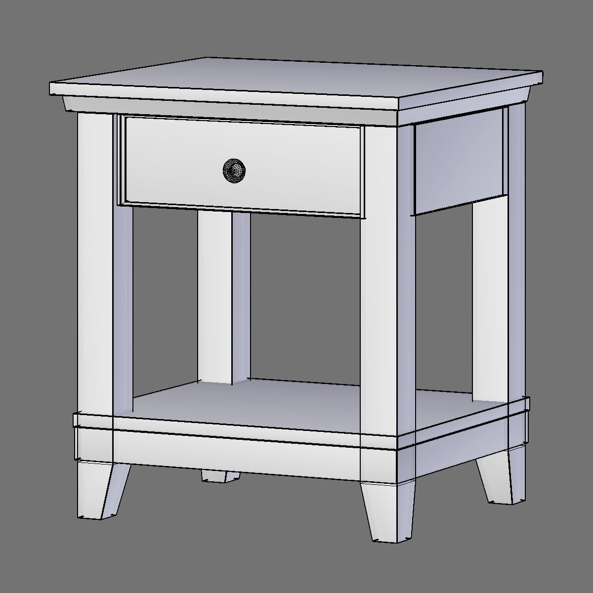 Nightstand end table with drawer Low-poly 3D model_1