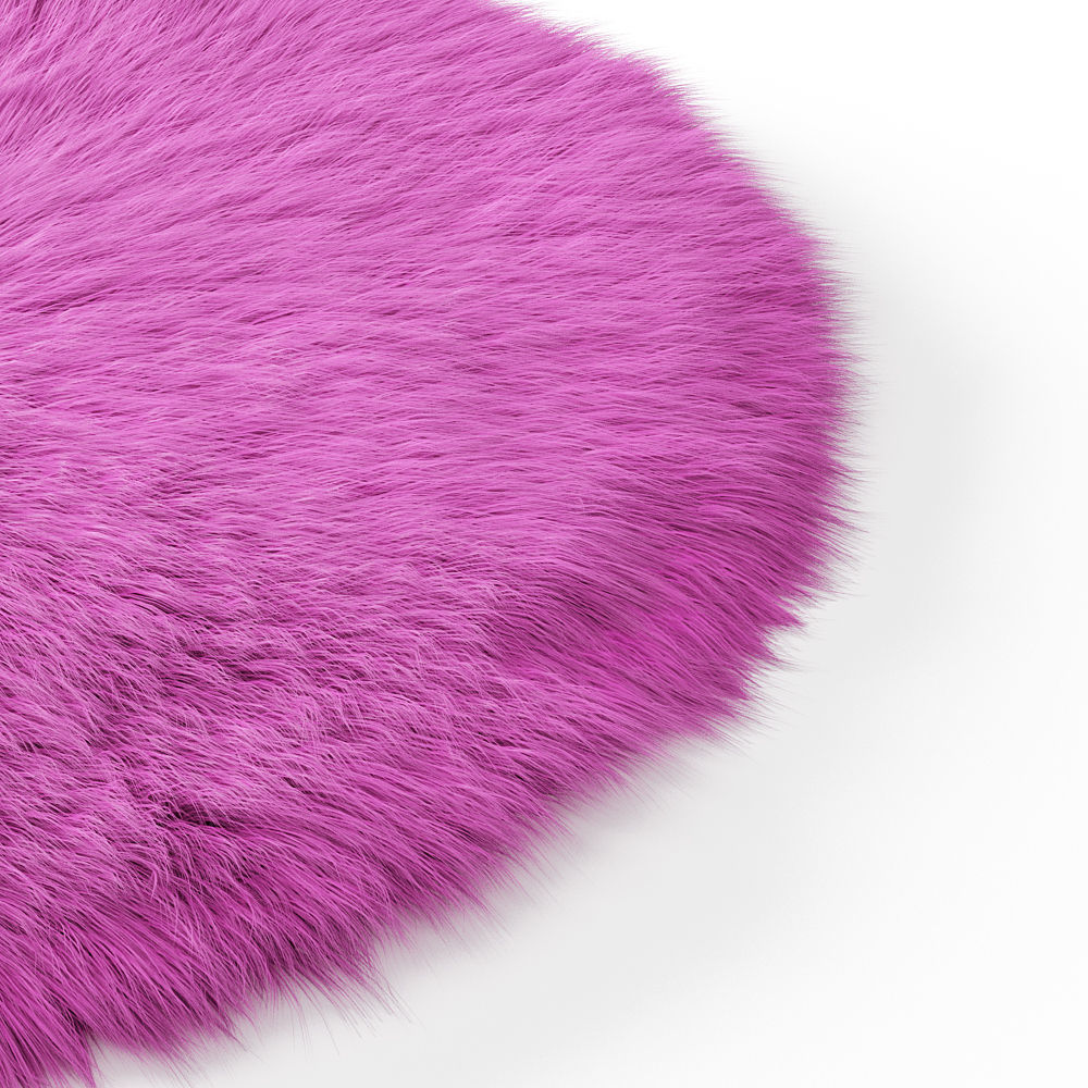 Round Pink Sheepskin Rug 3D model_2