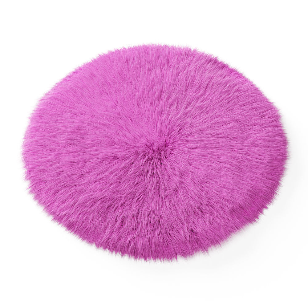 Round Pink Sheepskin Rug 3D model_1