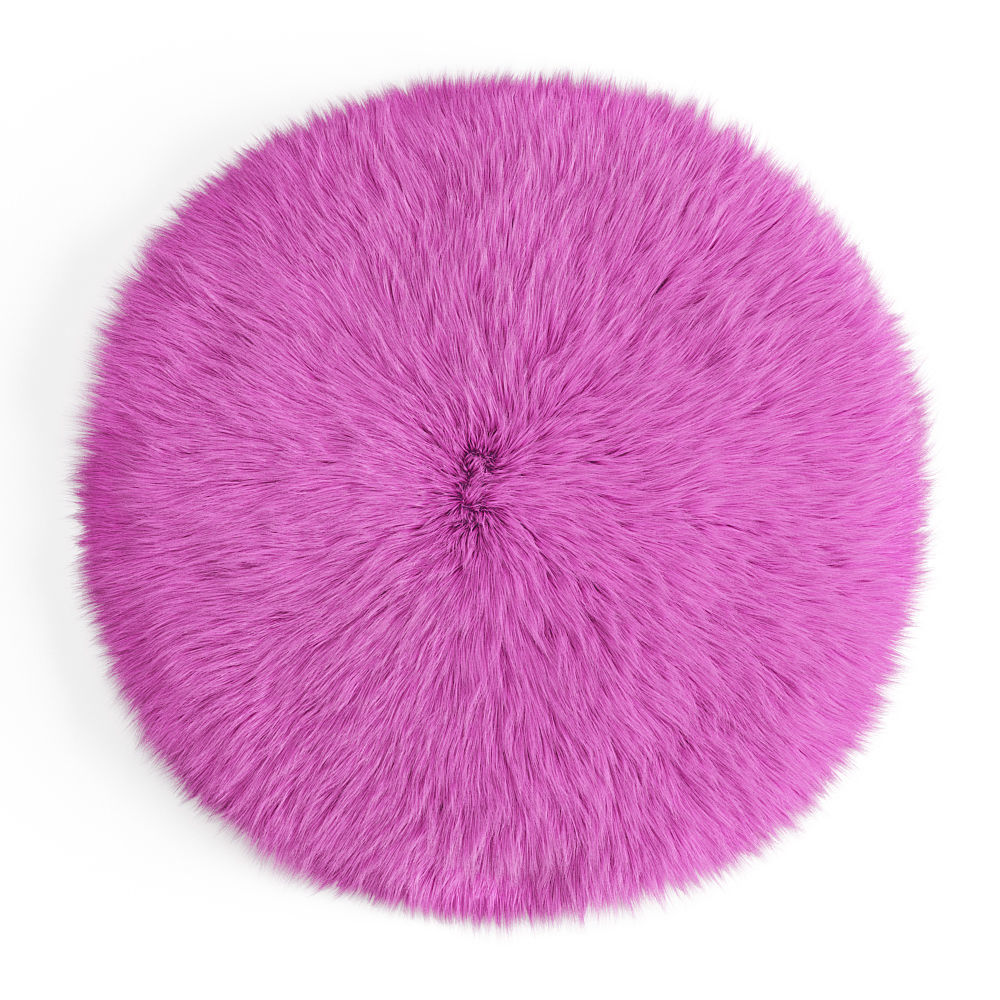 Round Pink Sheepskin Rug 3D model_3
