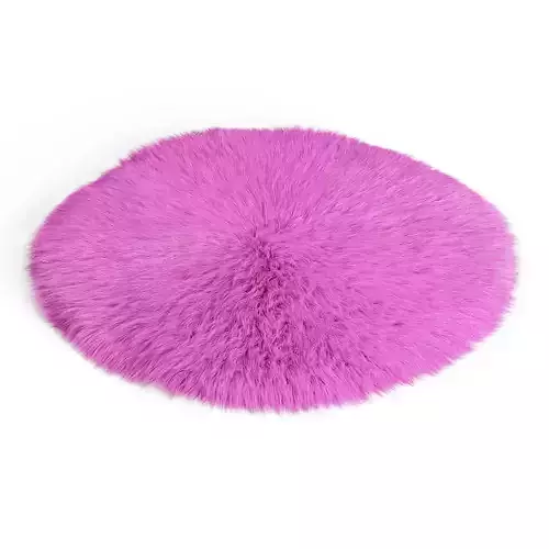 Round Pink Sheepskin Rug 3D model