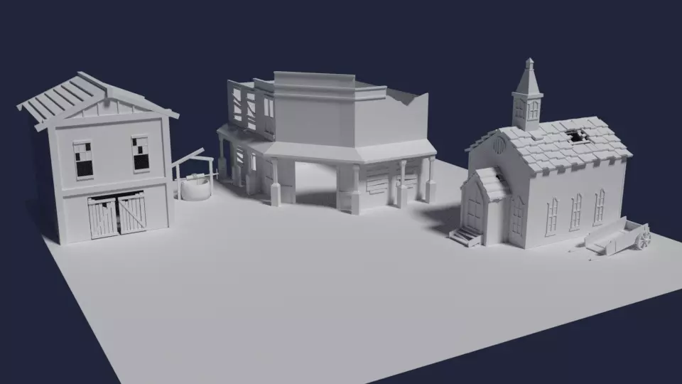 Old Houses Free low-poly 3D model
