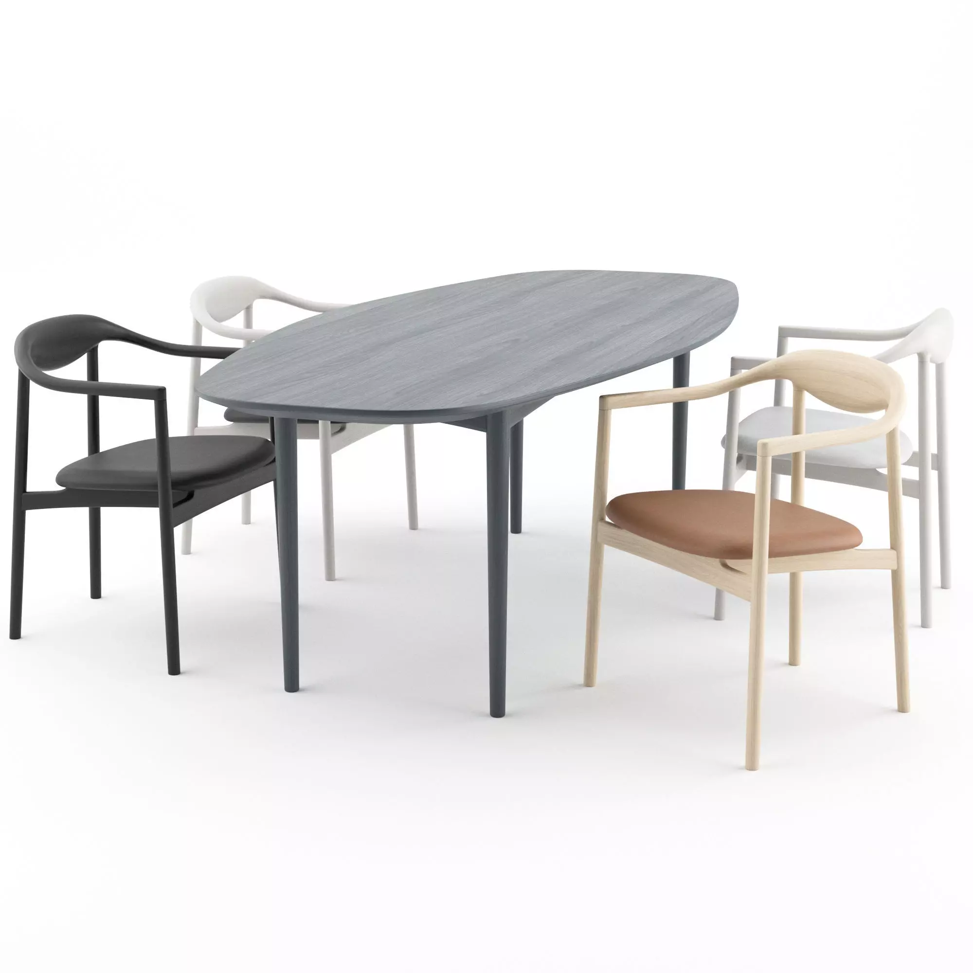 Jari Chair with Round Table and Ellipse Table by BRDR Kruger 3D model