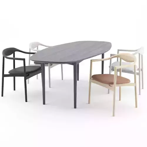Jari Chair with Round Table and Ellipse Table  by BRDR Kruger