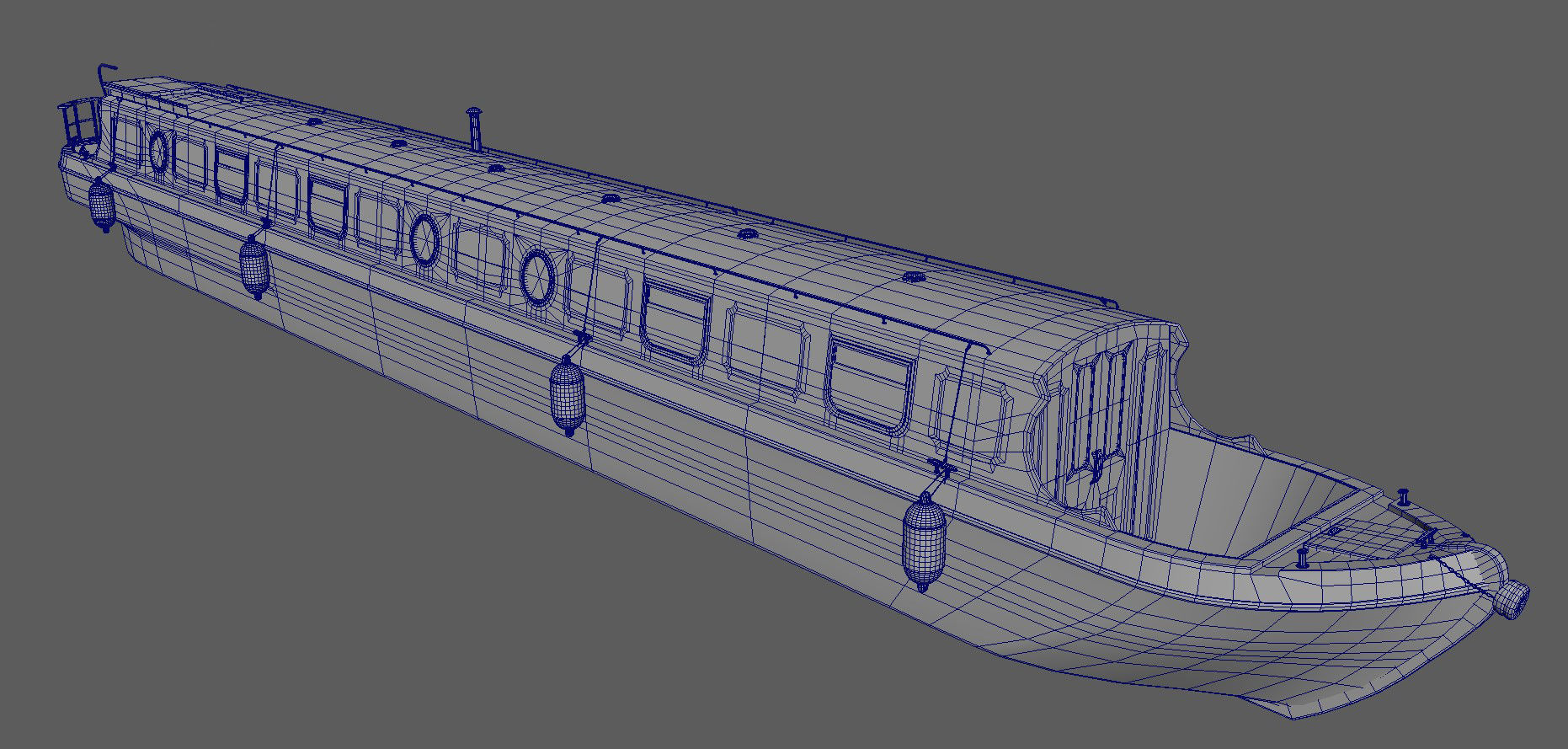 Narrowboat 3D model_4