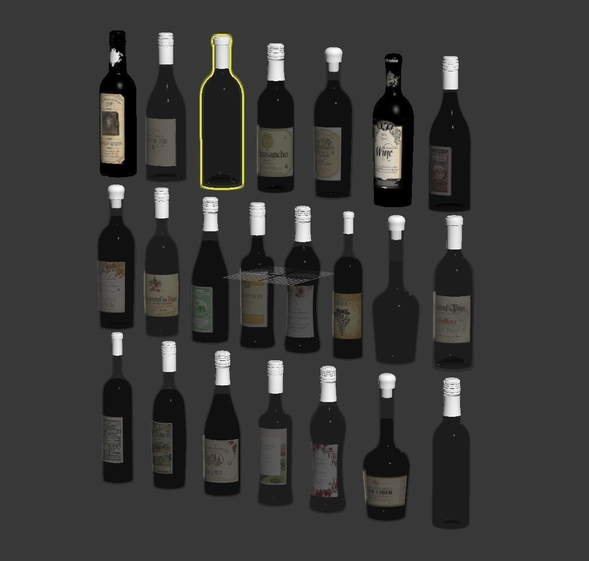 WineBottle many bottles of wine 3D model_4