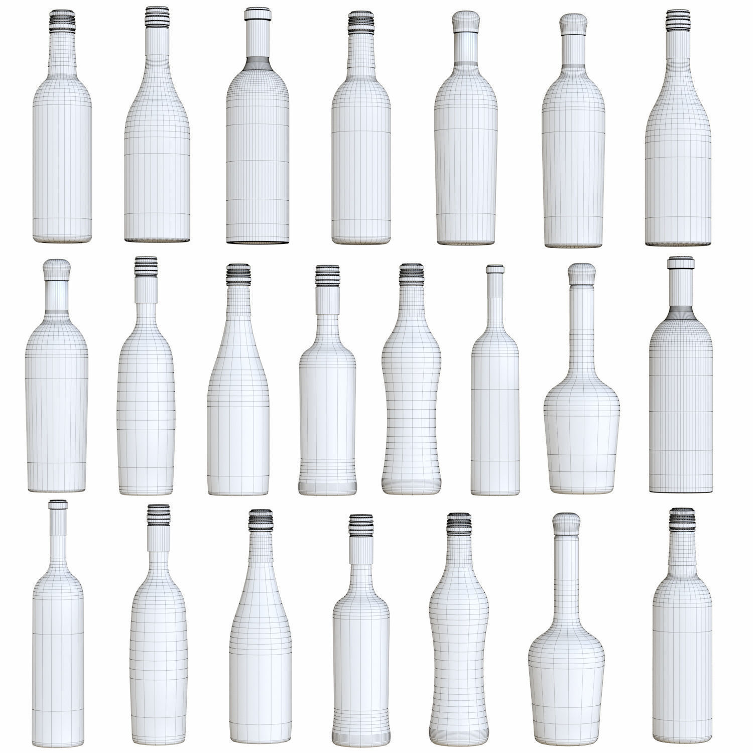 WineBottle many bottles of wine 3D model_1