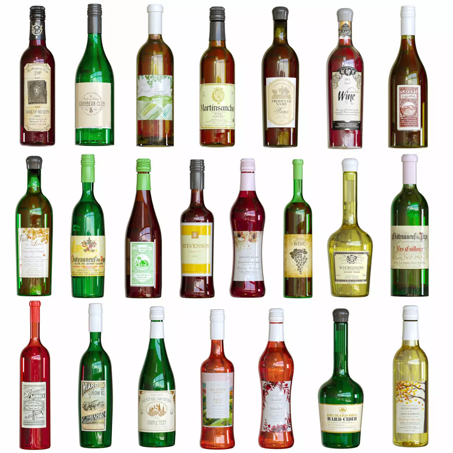 WineBottle many bottles of wine 3D model_0