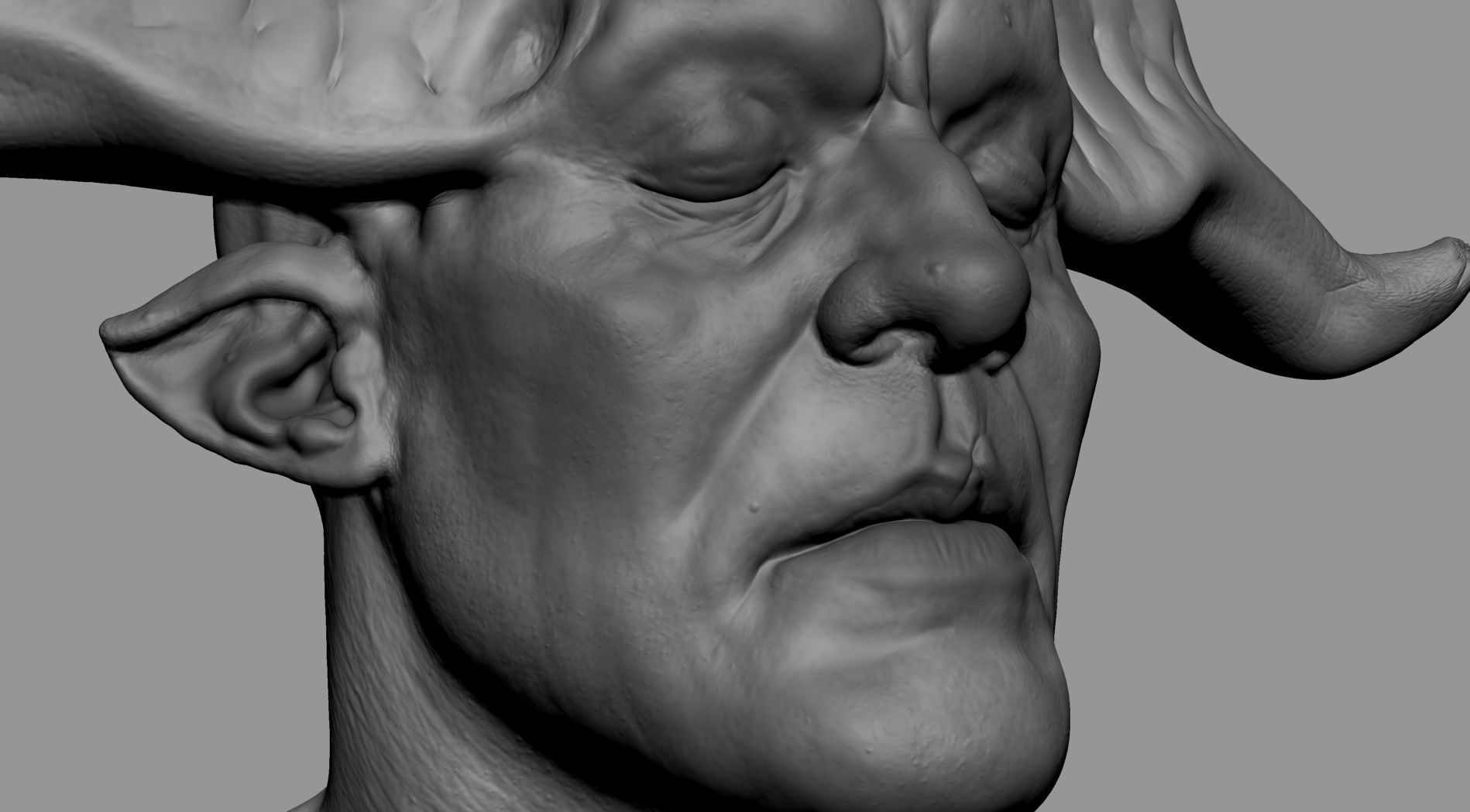 Fantasy Creature Head 3D model_5