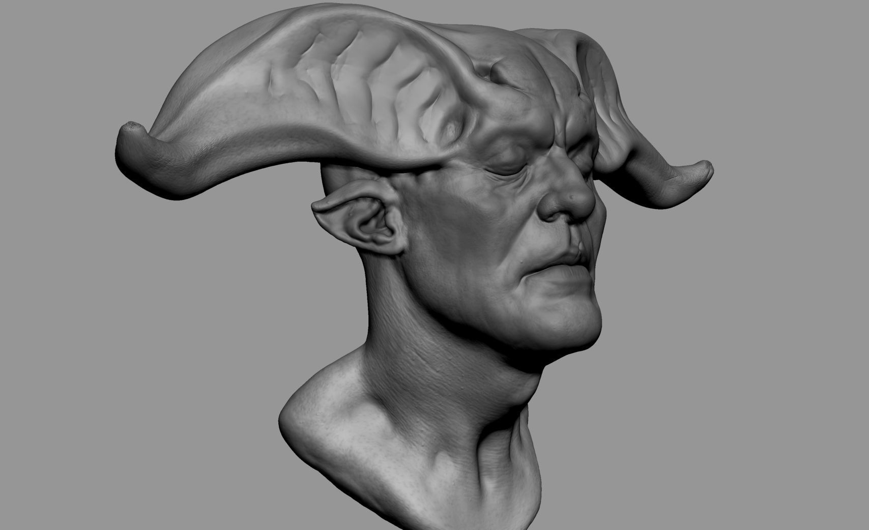Fantasy Creature Head 3D model_1