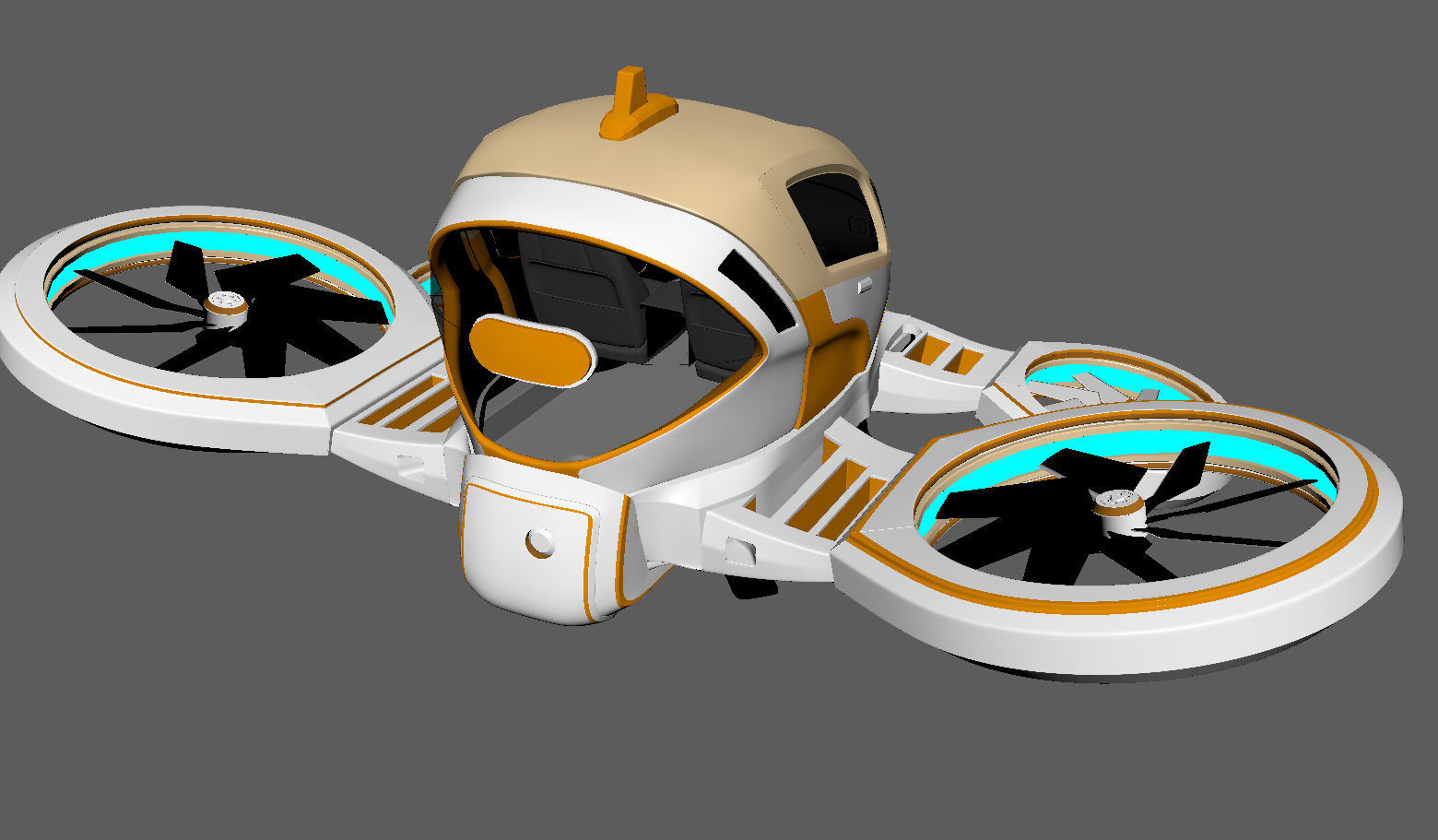 Passenger Drone Low-poly 3D model_12