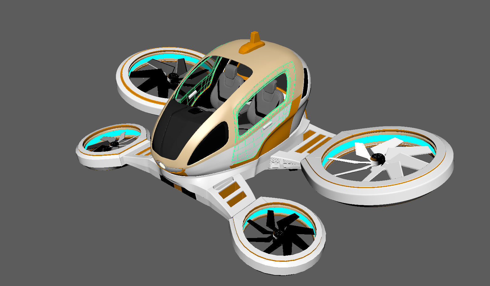 Passenger Drone Low-poly 3D model_15