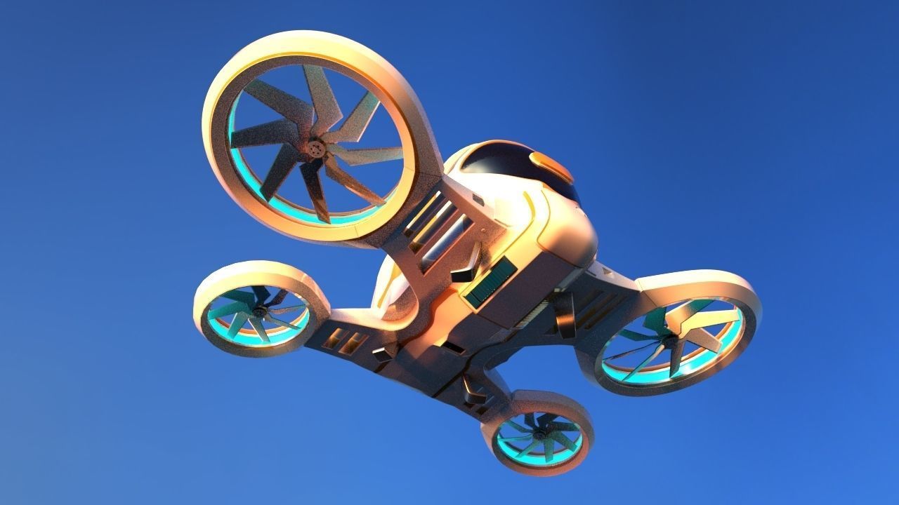 Passenger Drone Low-poly 3D model_2
