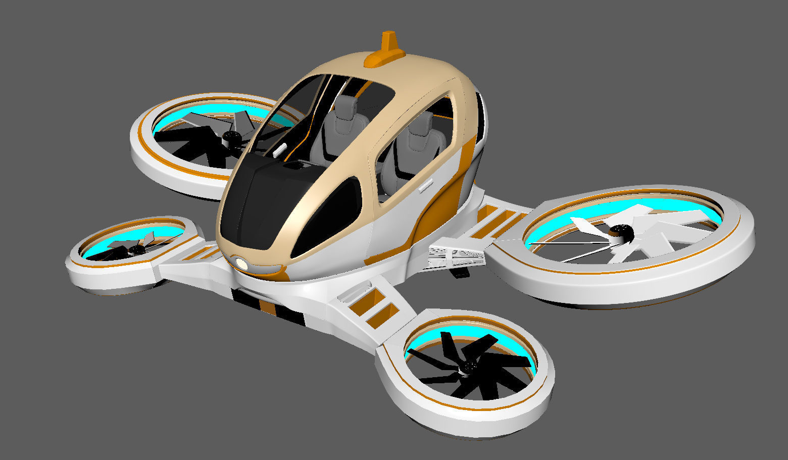 Passenger Drone Low-poly 3D model_11
