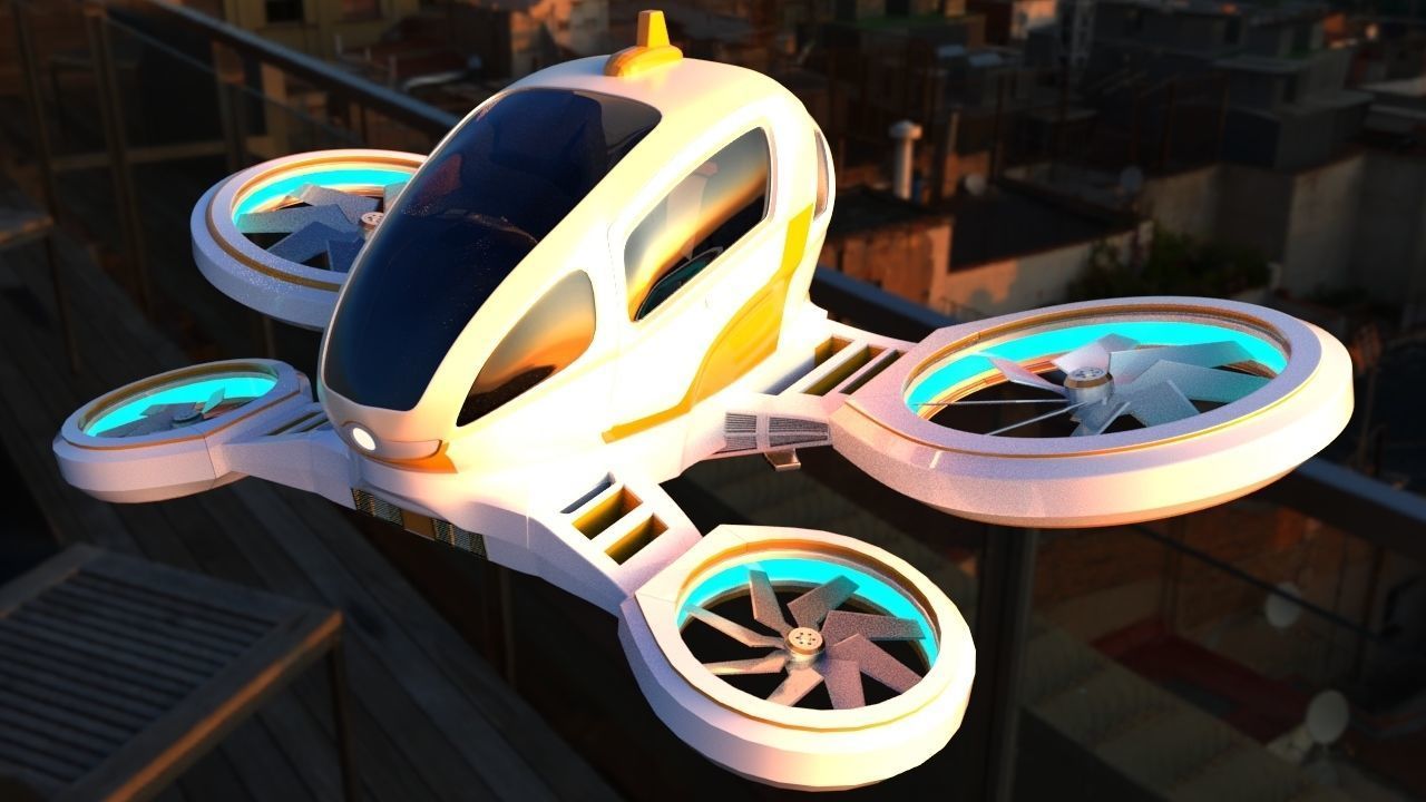 Passenger Drone Low-poly 3D model_3