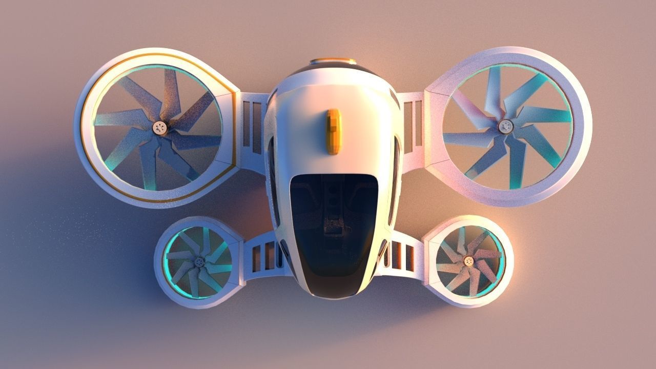 Passenger Drone Low-poly 3D model_9