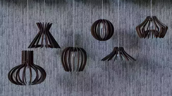 Hanging Pendant Lamp Set  3D model