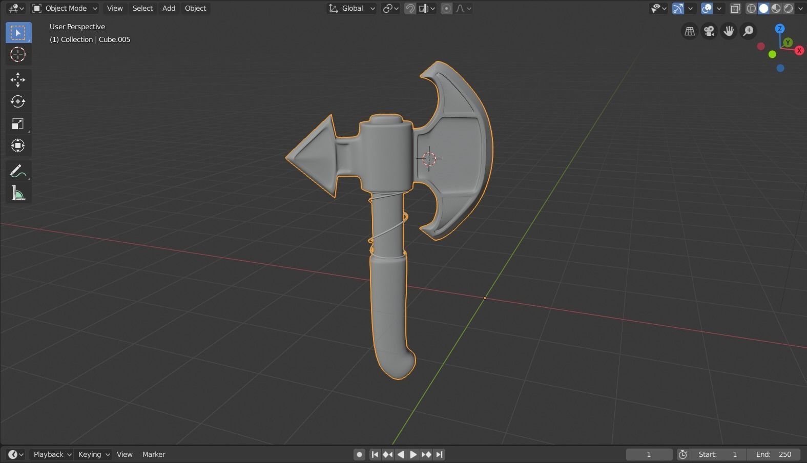 Medieval axe Low-poly 3D model_4