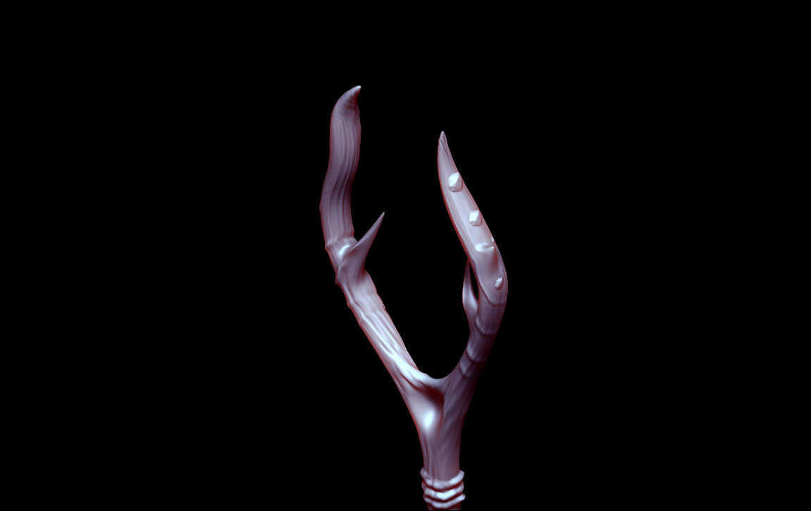 Staff sword with antlers 3D model_3