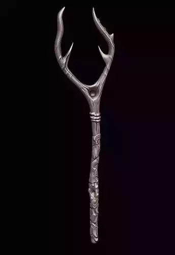 Staff sword with antlers