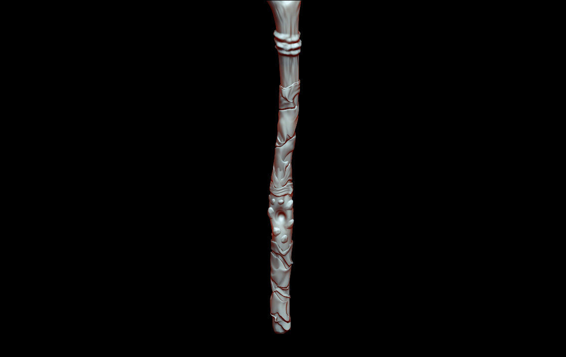 Staff sword with antlers 3D model_2
