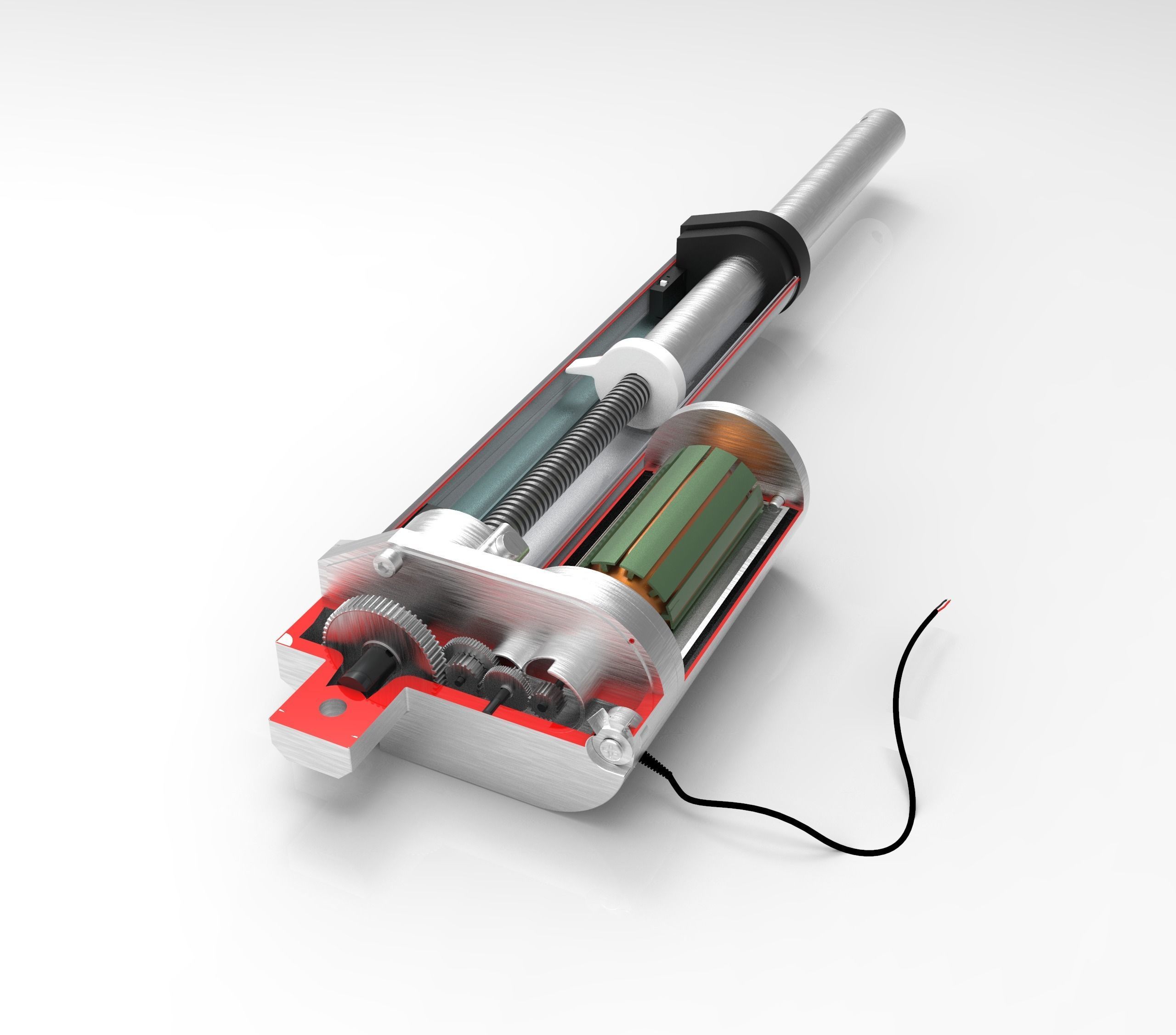 Linear Actuator cut  Free 3D model_1