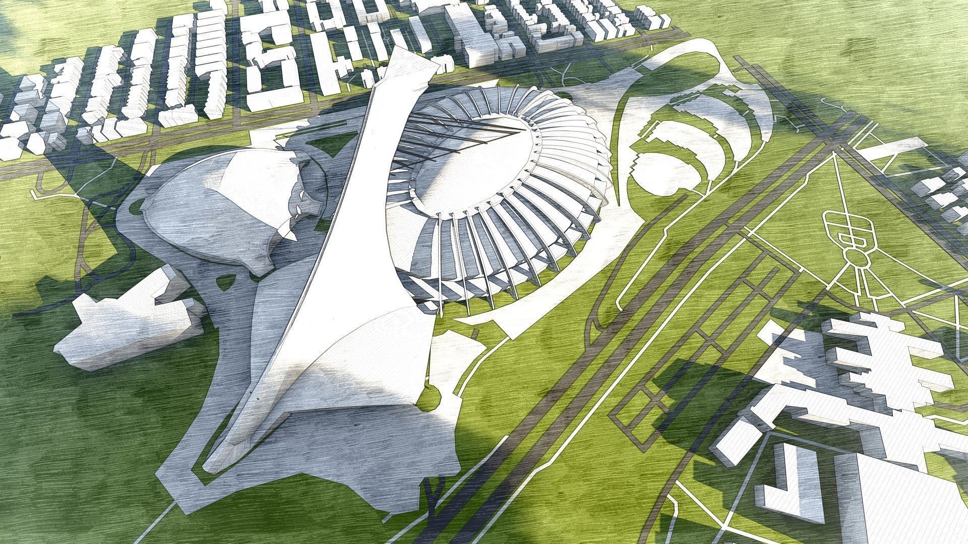 Montreal Olympic Stadium 3D model_9