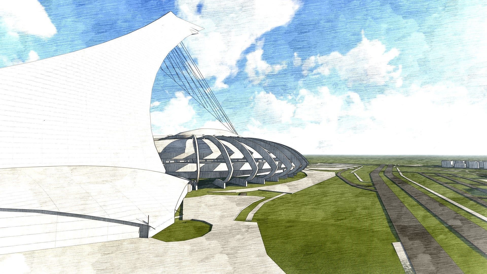 Montreal Olympic Stadium 3D model_10