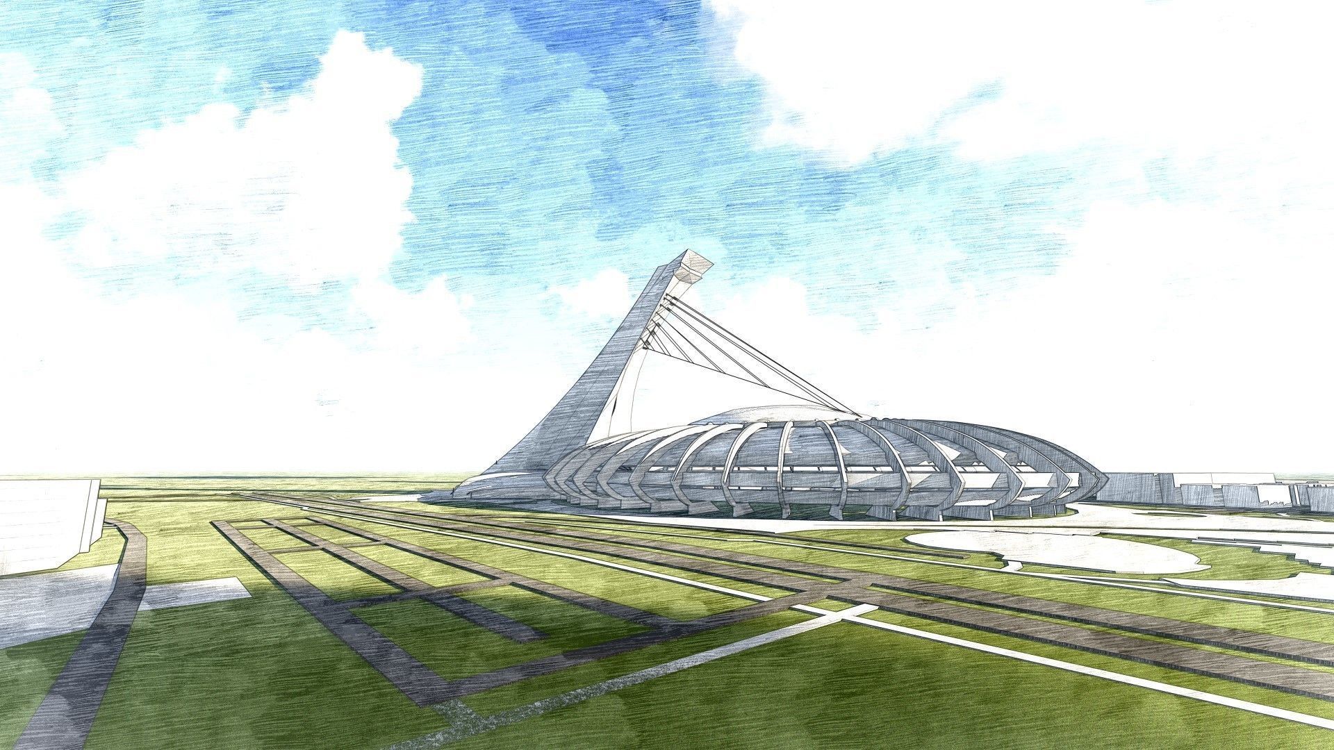 Montreal Olympic Stadium 3D model_12