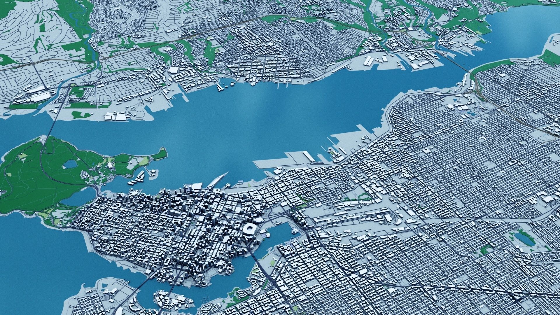Vancouver with Terrain  3D model_12