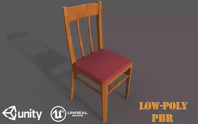Wooden Chair Low-poly 3D model