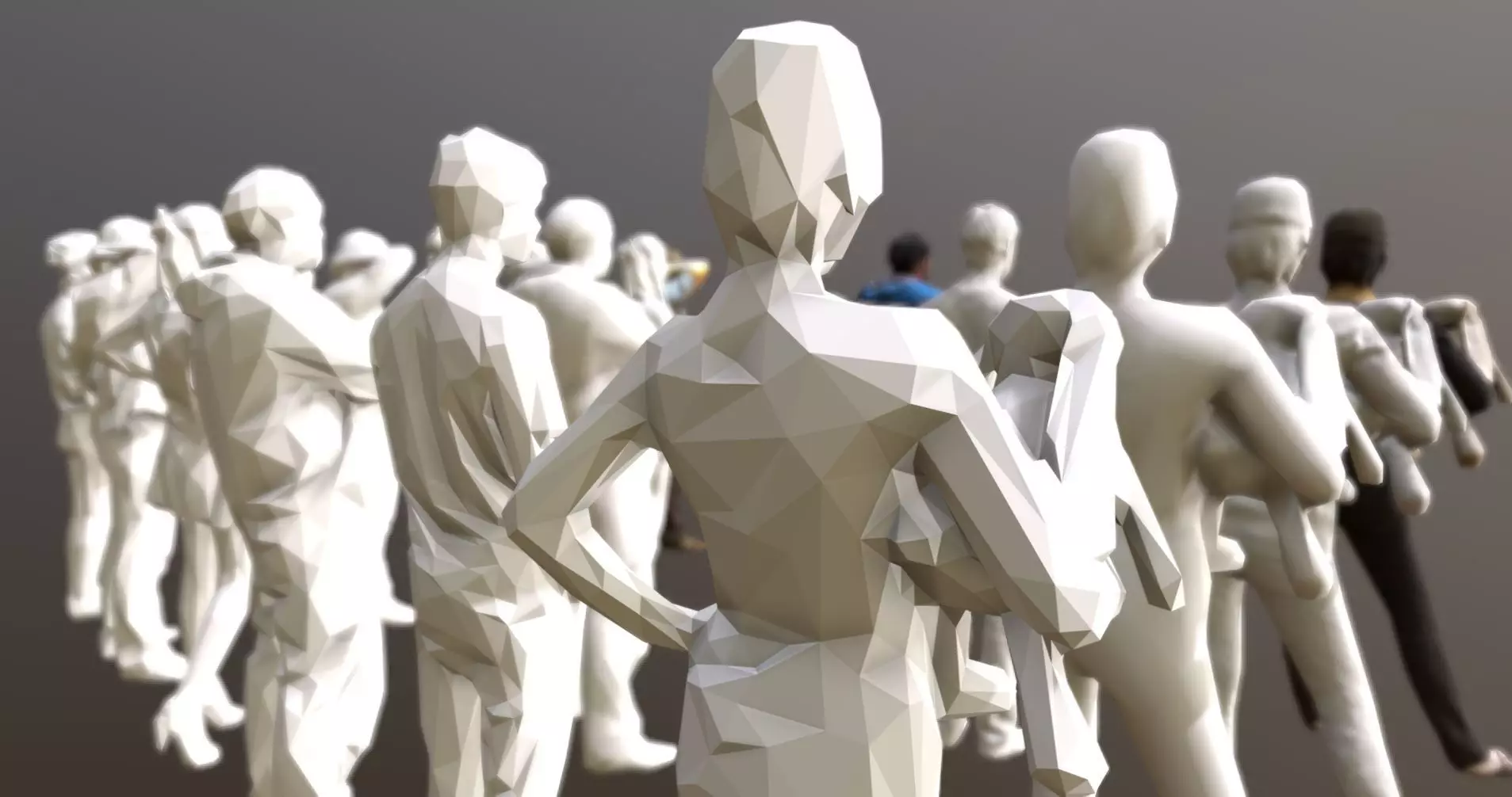 Collection 06 group of people in line Low-poly 3D model