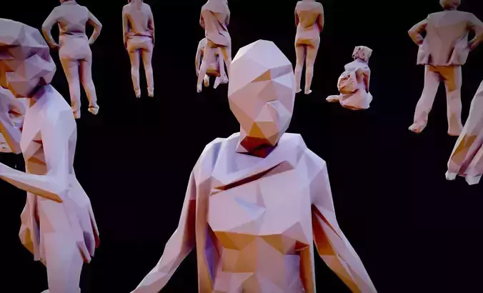 Collection 07 polygonal people in crowd